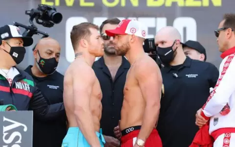 �Canelo� �lvarez vs Billy Joe Saunders: el cara a cara de los boxeadores en ceremonia de pesaje