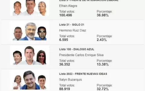 Efra�n Alegre lleva la delantera con m�s de 11.000 votos de diferencia