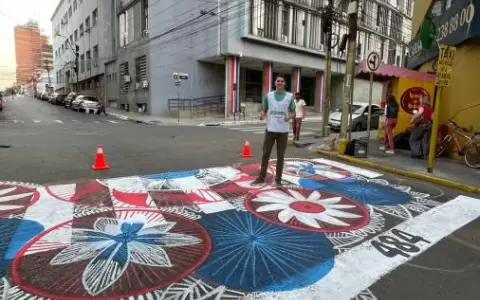 Pintaron paso peatonal de �anduti frente al MOPC