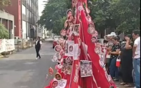 Instalan el �arbolito de la corrupci�n� frente a la sede del Ministerio P�blico