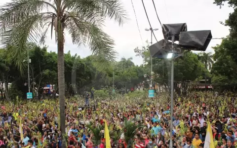 Multitudinaria asistencia en bendici�n de palmas en Caacup�