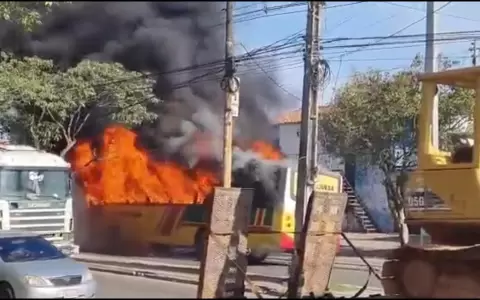 Colectivo se incendia completamente y pasajeros se salvan de milagro