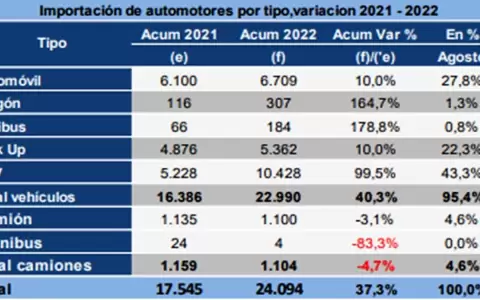Importaci�n de veh�culos aument� a 37.3 % en agosto