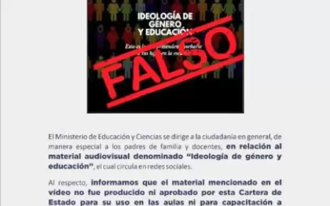Una vez m�s, el MEC desmiente supuesta implementaci�n de "la ideolog�a de g�nero"