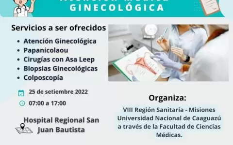 Este domingo 25 har�n jornada de atenci�n ginecol�gica gratuita en Misiones