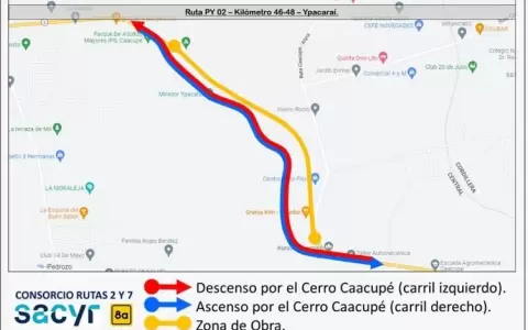 Ruta PY02: hoy har�n cortes y desv�os en zona del cerro Caacup�