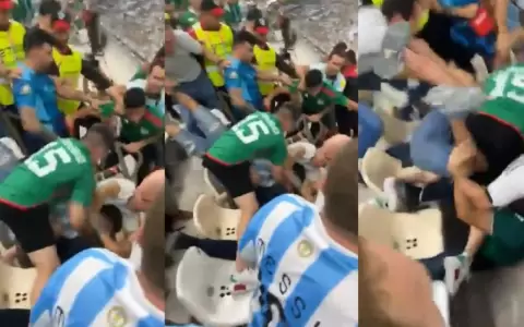 Hinchas de Argentina y M�xico protagonizaron brutal pelea en medio del partido
