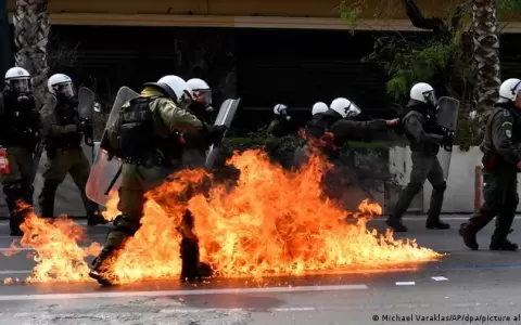 Manifestantes y polic�a chocan en Grecia en protestas por accidente de tren