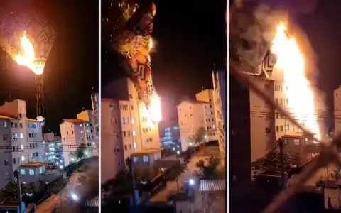 P�nico y tensi�n en San Pablo: un globo aerost�tico en llamas cay� sobre un edificio