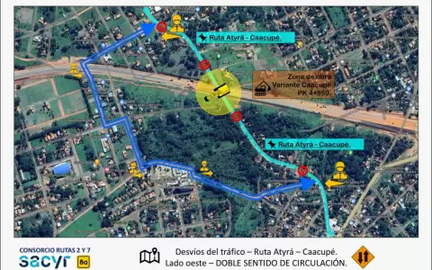 Desde esta tarde, realizar�n desv�os en un sector de la Ruta PY02