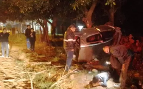 Persecuci�n: presuntos malvivientes huyen de la Pol�cia e impactan contra un �rbol