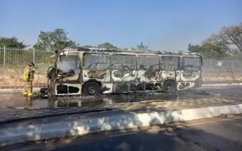 Bus ardi� en llamas frente al IPS