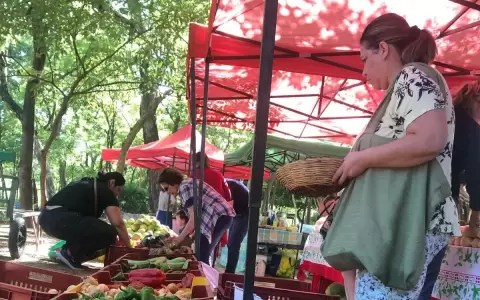 Colecta de abrigos en la feria de la Plaza Italia