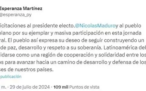 Senador deja Bloque Democr�tico tras felicitaciones de Esperanza Mart�nez a Maduro