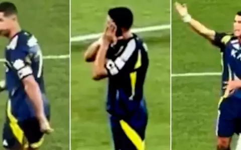CR7 gesticula contra sus compa�eros al perder la Supercopa