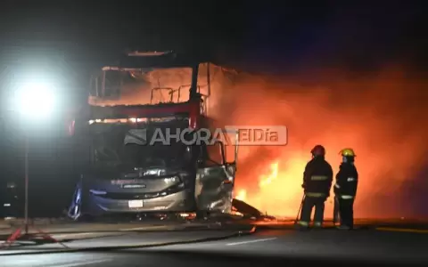 Bus paraguayo que ven�a al pa�s se incendia en plena ruta argentina