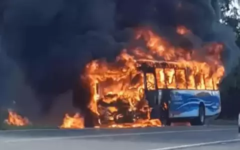 Bus ardi� en llamas en ruta Aregu� - Ypacara�