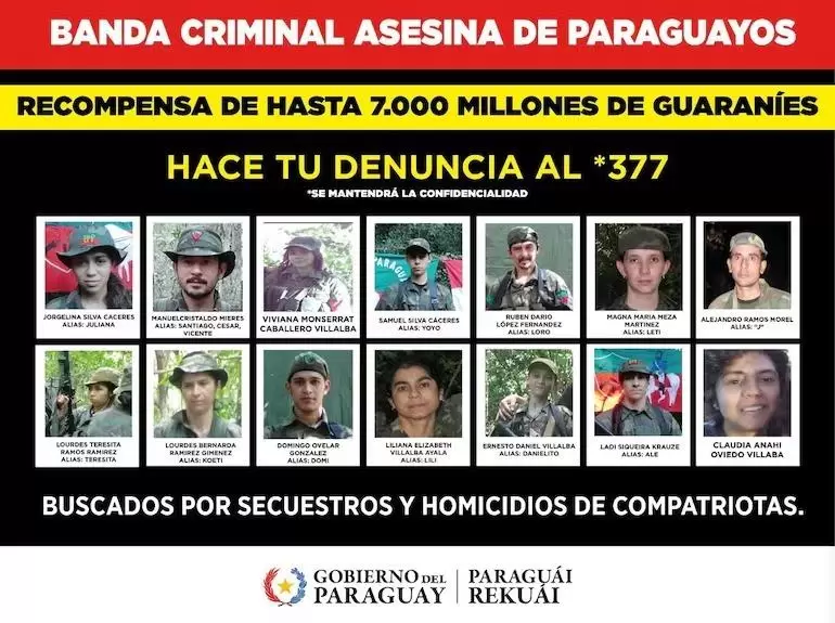 Integrantes del EPP y EML: estas son las 14 personas por las que se ofrecen G. 7.000 millones de recompensa