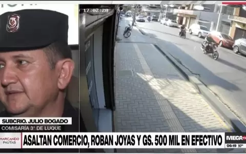 Luque: asaltan comercio, roban joyas y dinero en efectivo