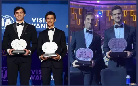 Diego Dom�nguez y Fau Zald�var reciben sus trofeos en los FIA Awards