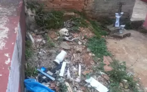 Deplorable abadono: hasta cr�neos expuestos en el Cementerio del Este