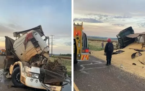 Reportan brutal choque frontral entre camiones sobre la ruta PY06
