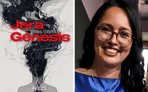 Portada de "Jera/G�nesis" y su autora Antonia Florent�n.