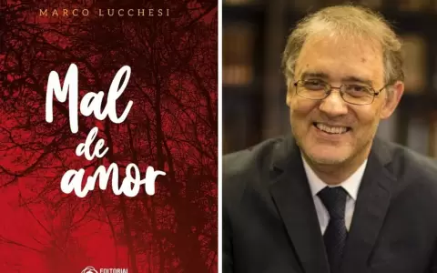 Portada de "Mal de amor" y su autor Marco Lucchesi.