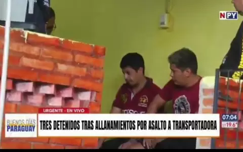 Dos de los tres detenidos esta ma�ana y que ser�an parte de la banda criminal que atrac� a una transportadora.