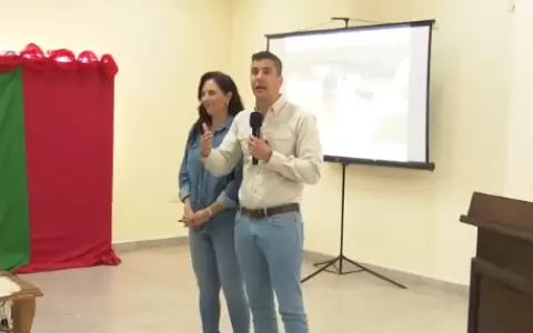 El presidente Santiago Pe�a  y la ministra de Obras P�blicas, Claudia Centuri�n, esta ma�ana.
