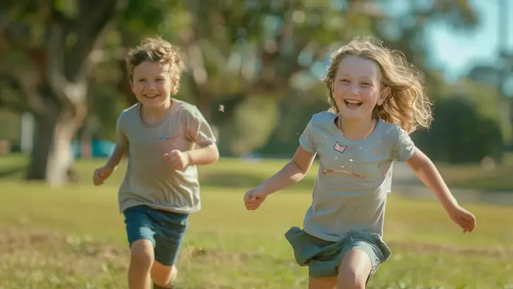 Niños jugando al aire libre.