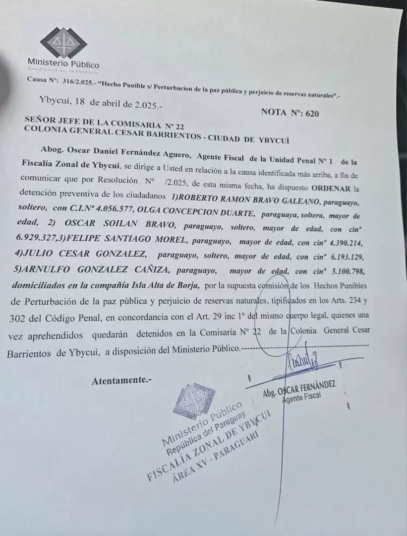 Informe de la Fiscalía.