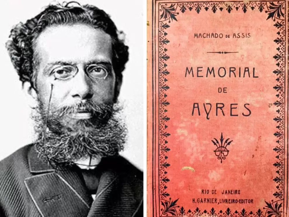 Joaquim María Machado de Assis y la portada de "Memorial de Ayres".