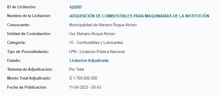 Compra de combustible que hizo Carolina Aranda en 2023.