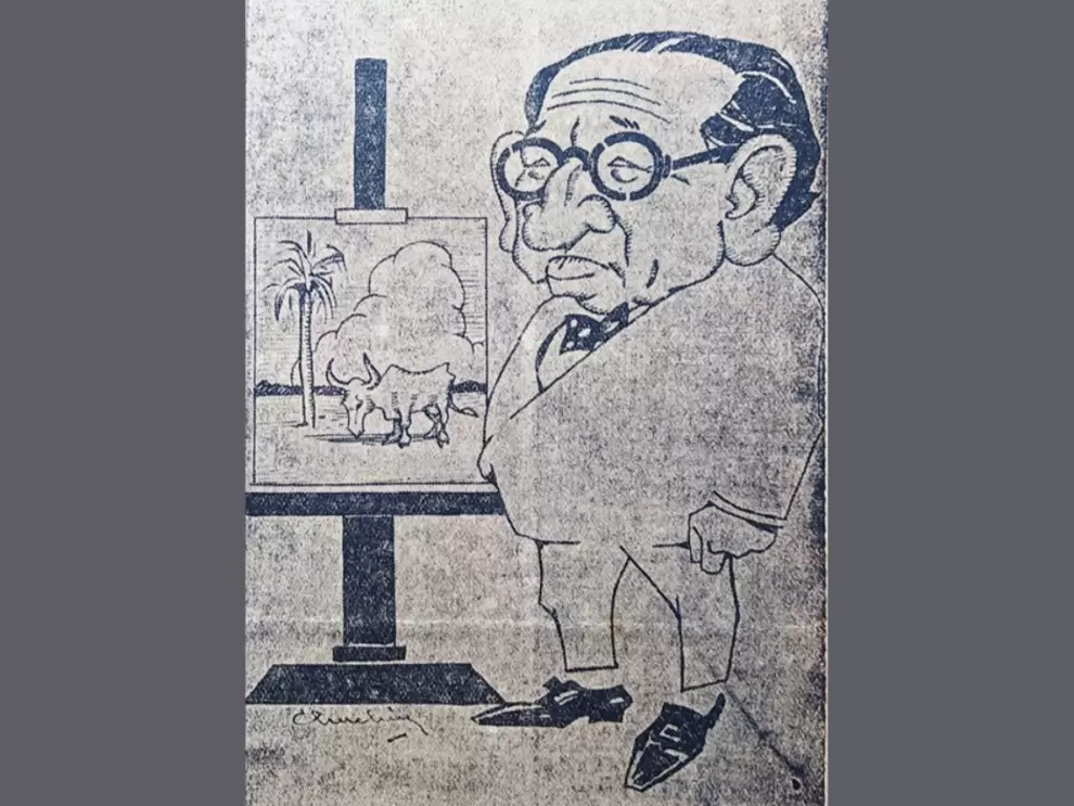 Caricatura de Juan A. Samudio, realizada por Juan Soraz�bal, publicada en El Diario, octubre de 1930. Cortes�a