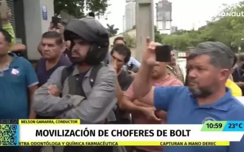 Grupo de conductores de Bolt que se manifestaron para reclamar varios puntos.