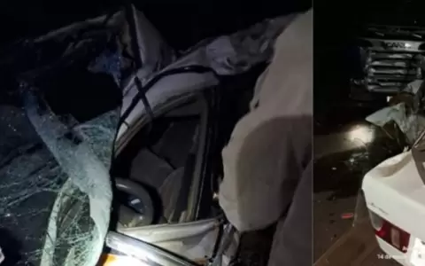 El choque involucr� a un cami�n de la marca Scania, color azul, que transportaba un cargamento de soja y un autom�vil Toyota Sprinter, color blanco.