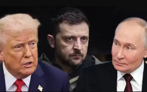 Fotomontaje DW con los rostros de Trump, Zelenski y Putin.