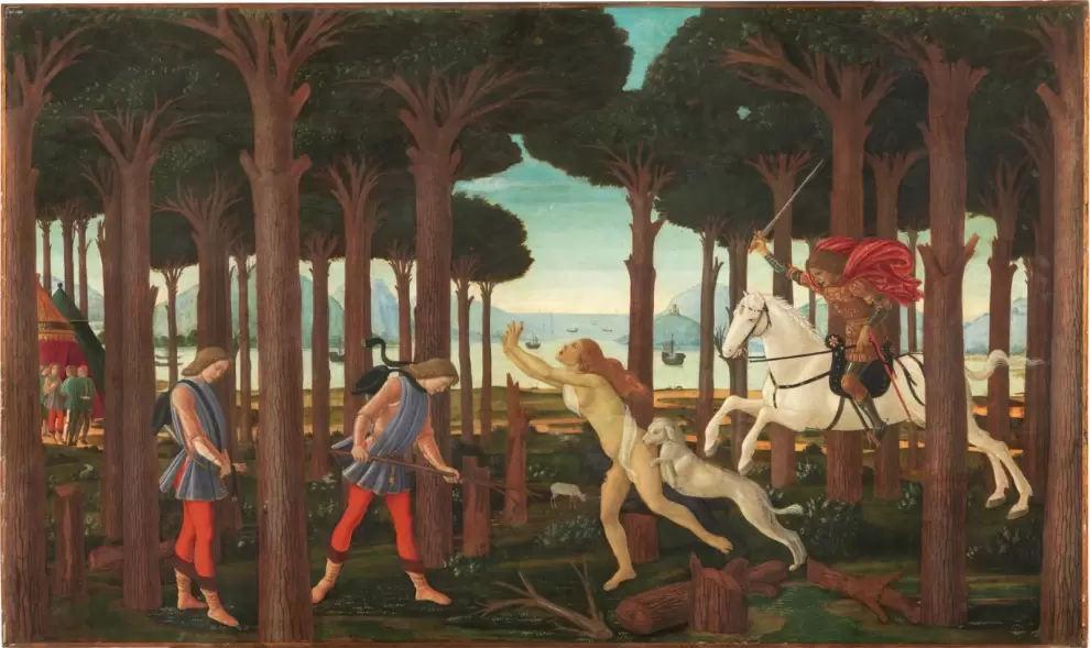 Sandro Boticcelli, Escenas de La historia de Nastagio degli Onesti. Museo Nacional del Prado.