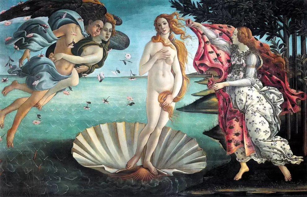Sandro Botticelli, El nacimiento de Venus, 1484. 278.5 x 172.5 cm.
