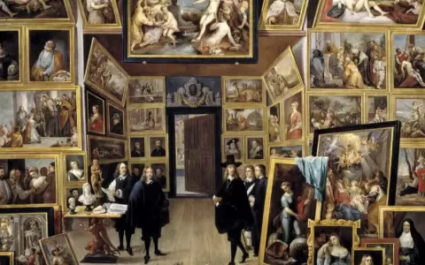 David Teniers, "El archiduque Leopoldo Guillermo en su galer�a de pinturas en Bruselas", 1647-1651. El coleccionismo privado dio origen a los museos.