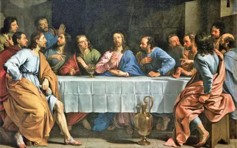 Jes�s y los ap�stoles en la �ltima cena.