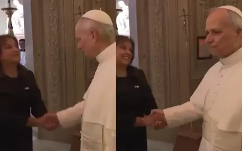 Dina Boluarte junto al papa Le�n XIV.