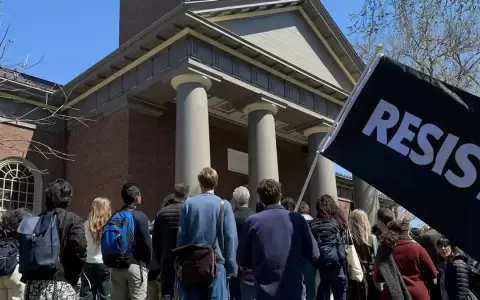 Protesta en la Universidad de Harvard.