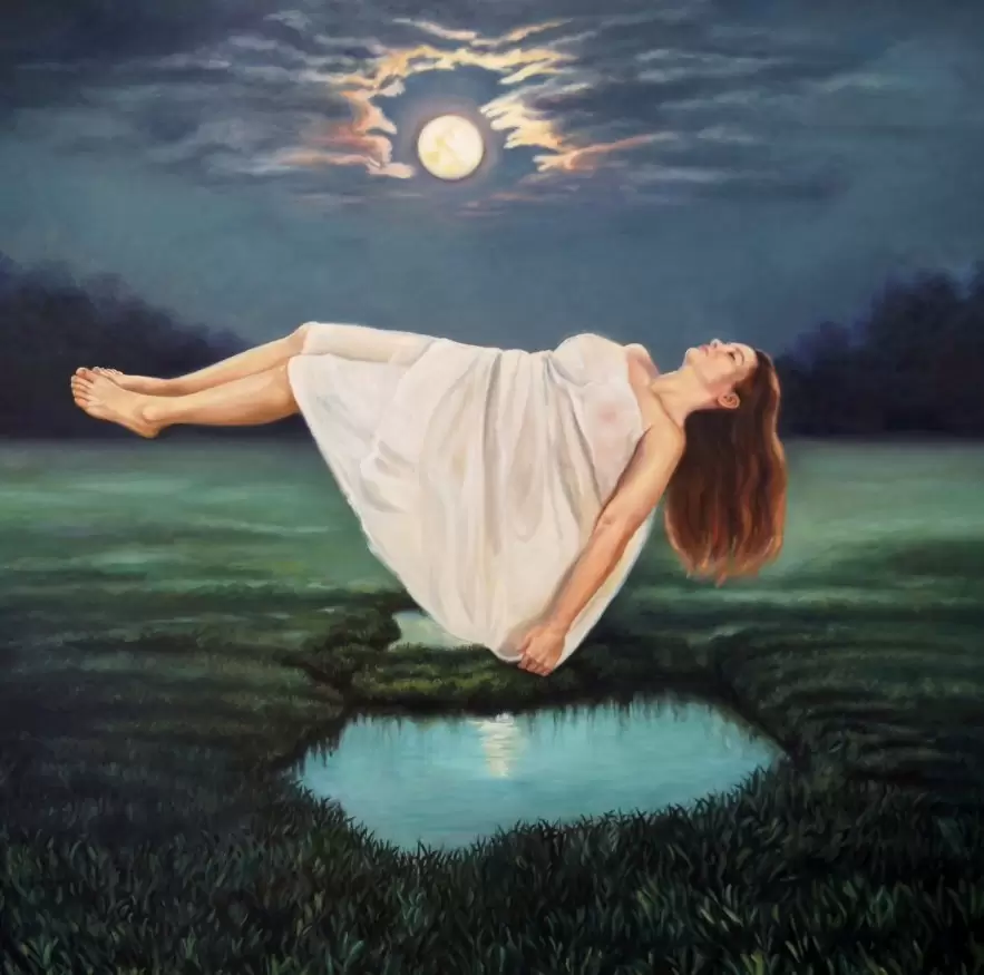 Anna Scavone, "D�j� Vu", 2024. �leo sobre lienzo, 105 x 105 cm. Cortes�a
