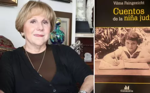 Vilma Faingezicht y la tapa de "Cuentos de la ni�a jud�a".