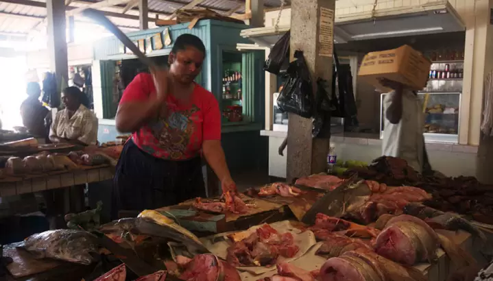 Mercado de carnes en Guyana. Foto: Culturaguyanes.