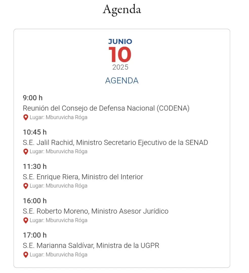 Agenda del presidente Santiago Pe�a