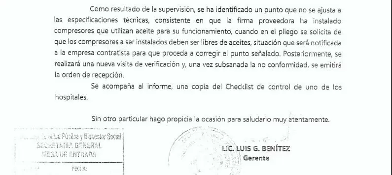 Tras la visita t�cnica se detect� relevante inconsistencia sobre los balones de ox�genos.