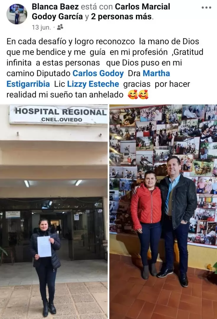 Blanca B�ez, exhibe su contrato en el Ministerio de Salud y agradece al diputado cartista.